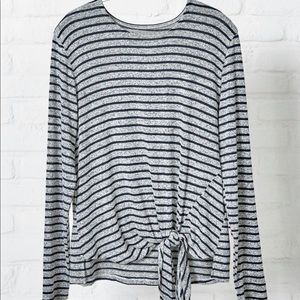 Tatum top - navy/grey stripe
